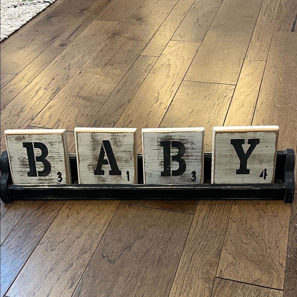 Scrabble “BABY” tile nursery decor - or ABBY too:)